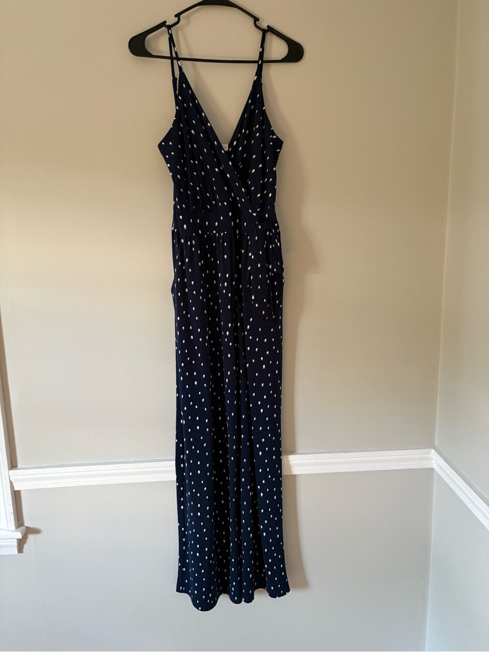 Navy Polka Dot romper